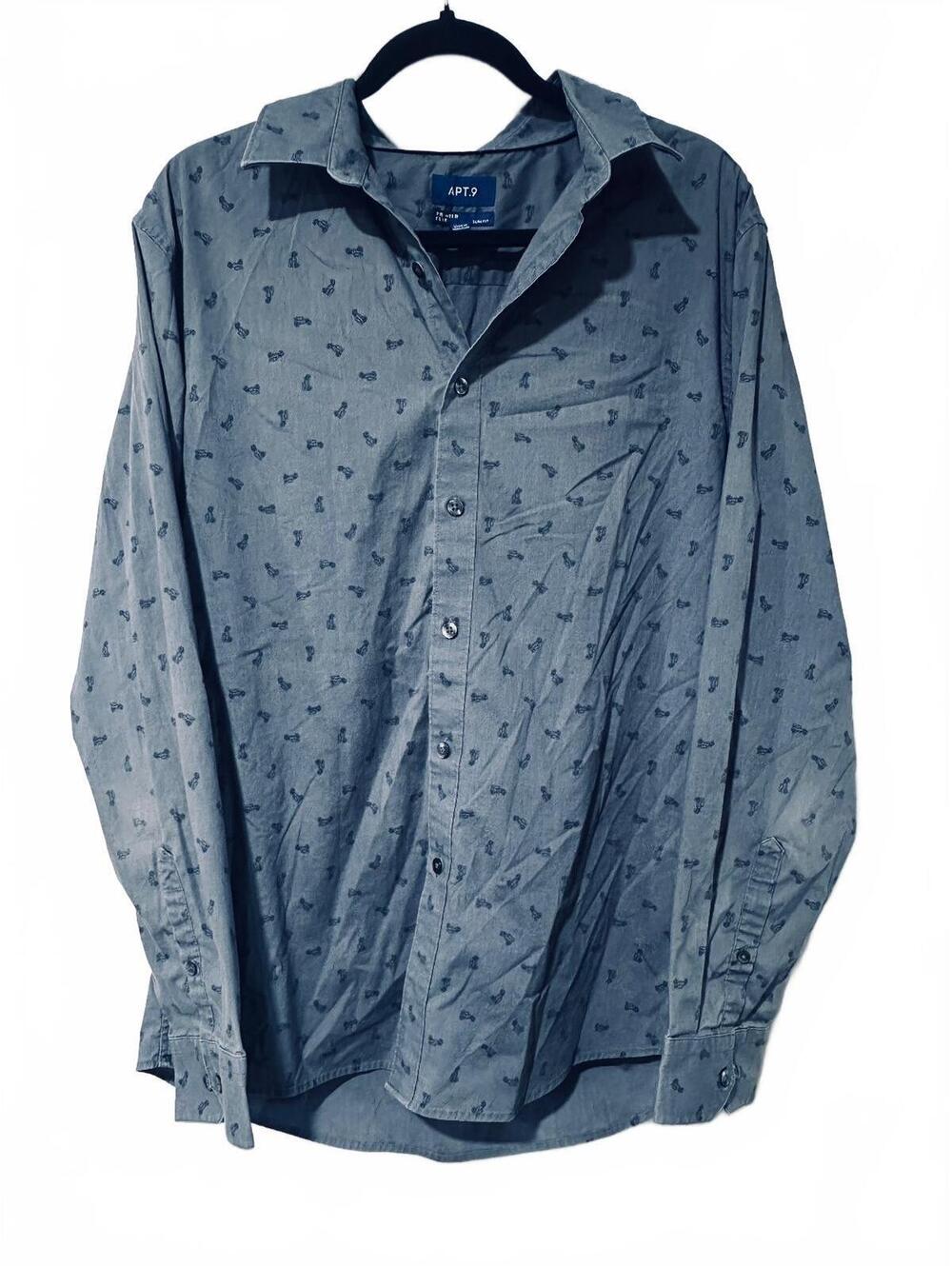 Apt. 9 blue truck printed button-up shirt